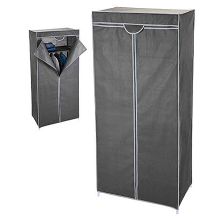 Storage Solutions Wardrobe Dark Grey 75cm x 46cm x H160cm 055984 | With 1 Clothes Bar and 1 Shelve