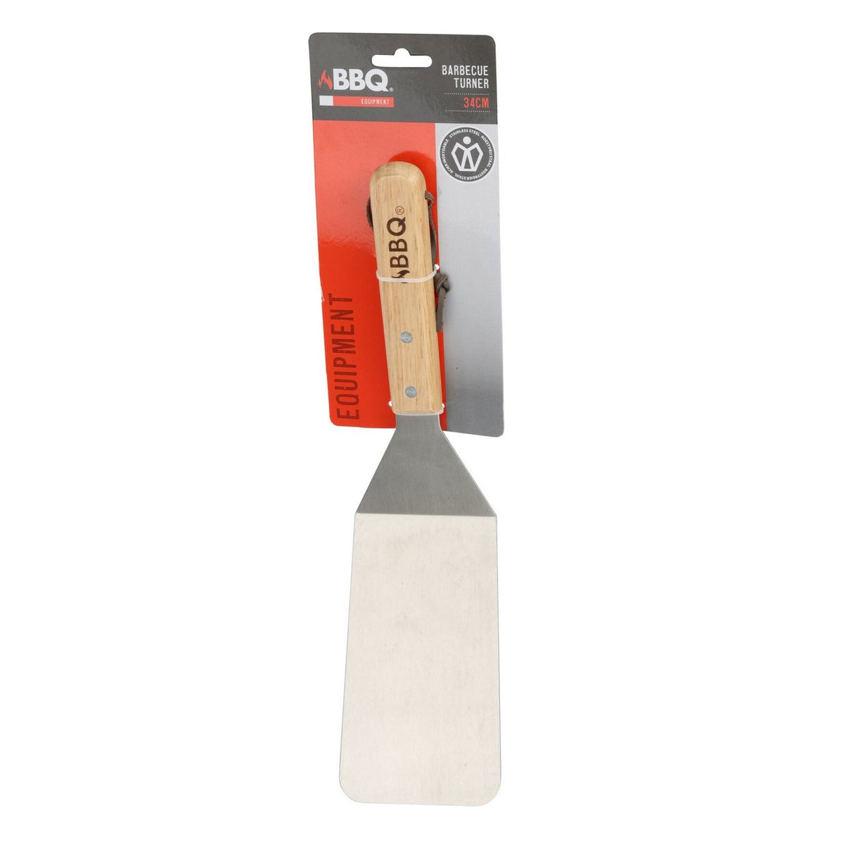 BBQ Equipment Stainless Steel Barbecue Turner with Wooden Handle 34cm 079798