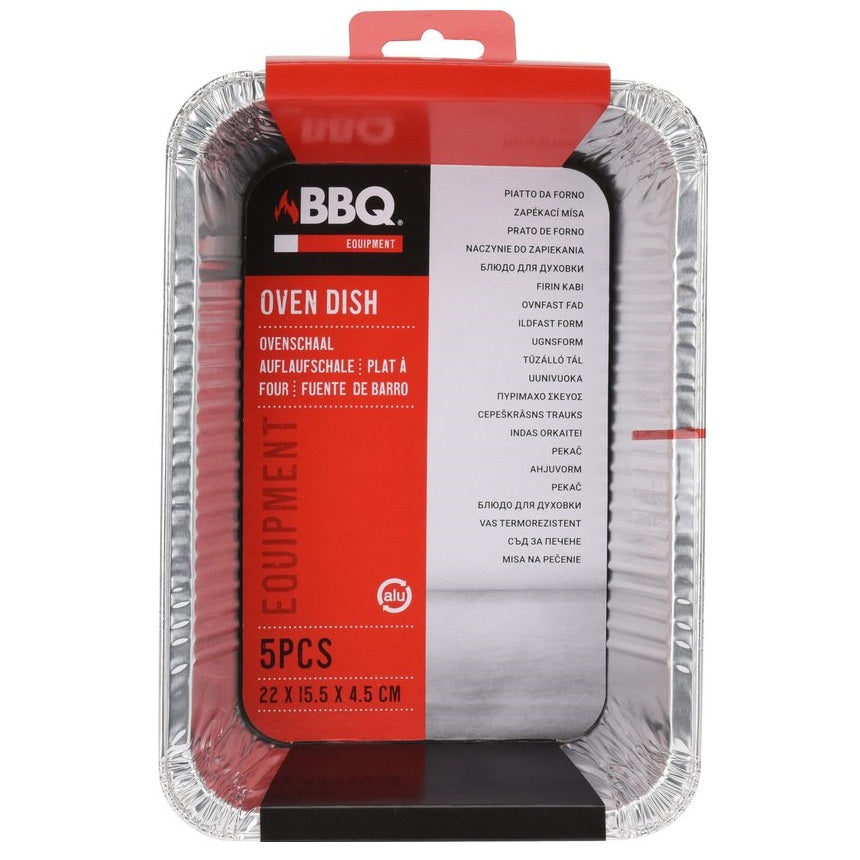 BBQ Equipment Aluminium Oven Dish Silver 22cm x 15.5cm x 4.5cm Pack of 5 121015