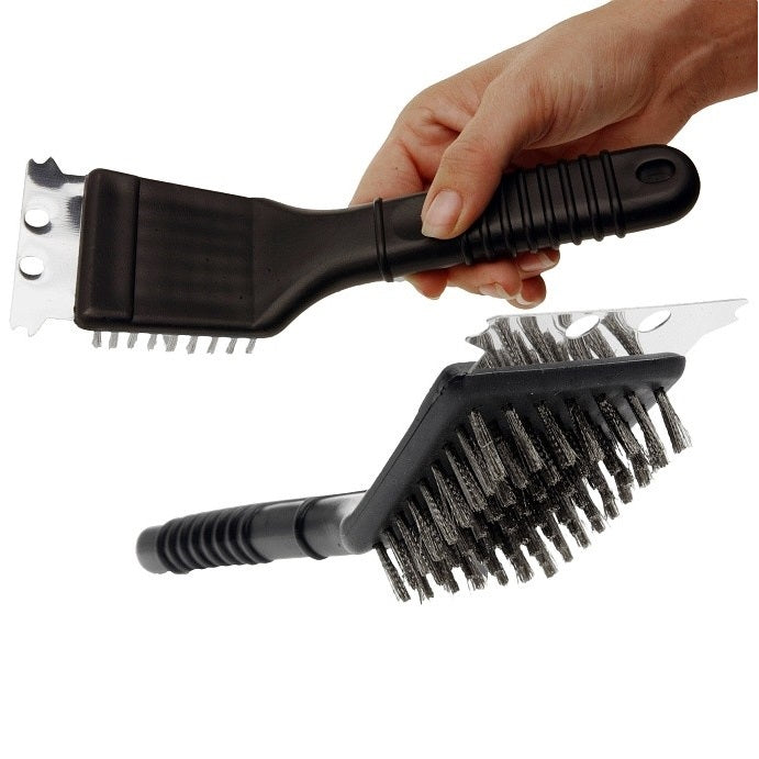 BBQ Equipment Grill Brush with Stainless Steel Scraper Black 21cm 121464 | Comfortable Grip | Easy Handling | Durable BBQ Equipment