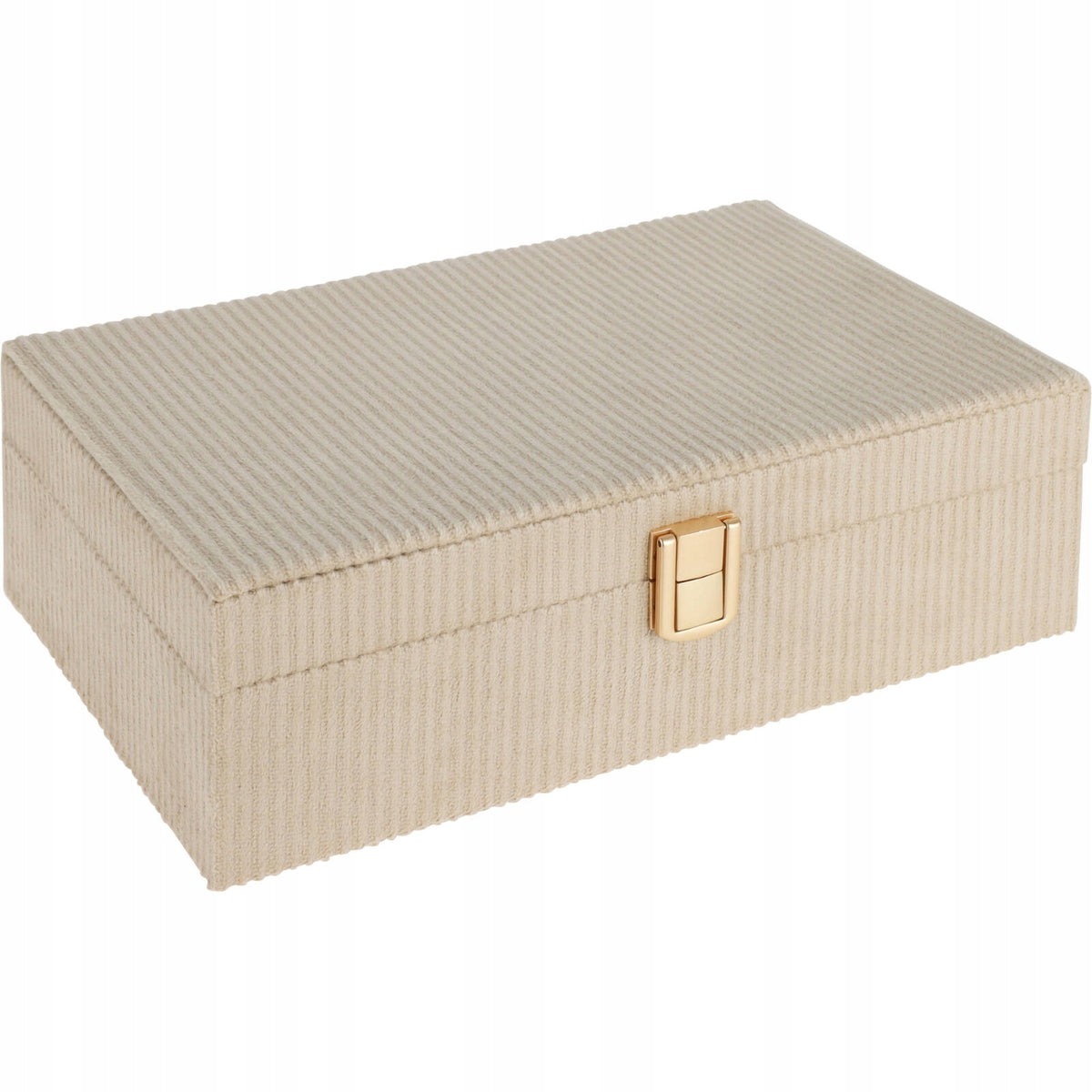 H and S Collection Jewellery Box Cream 25cm x 16cm x 7cm 084371 | Gold-Plated Lock