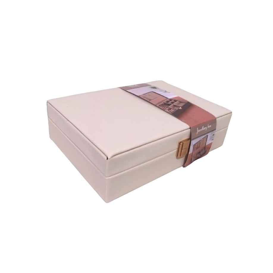 H and S Collection Jewellery Box Cream 28cm x 19cm x 7cm 094768 | Gold-Plated Lock