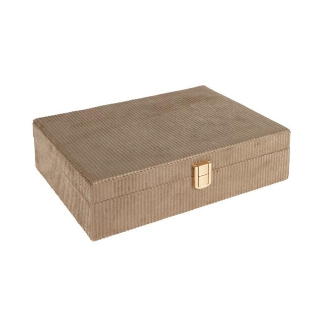 H and S Collection Jewellery Box Biege 28cm x 19cm x 7cm 094769 | Gold-Plated Lock