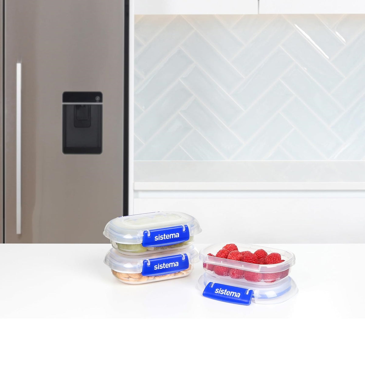 Sistema Klip It Plus Rectangular Food Storage Box Clear 180ml - 6.20oz  Pack of 3 881523 | Leak Proof | Phthalate Free | BPA Free