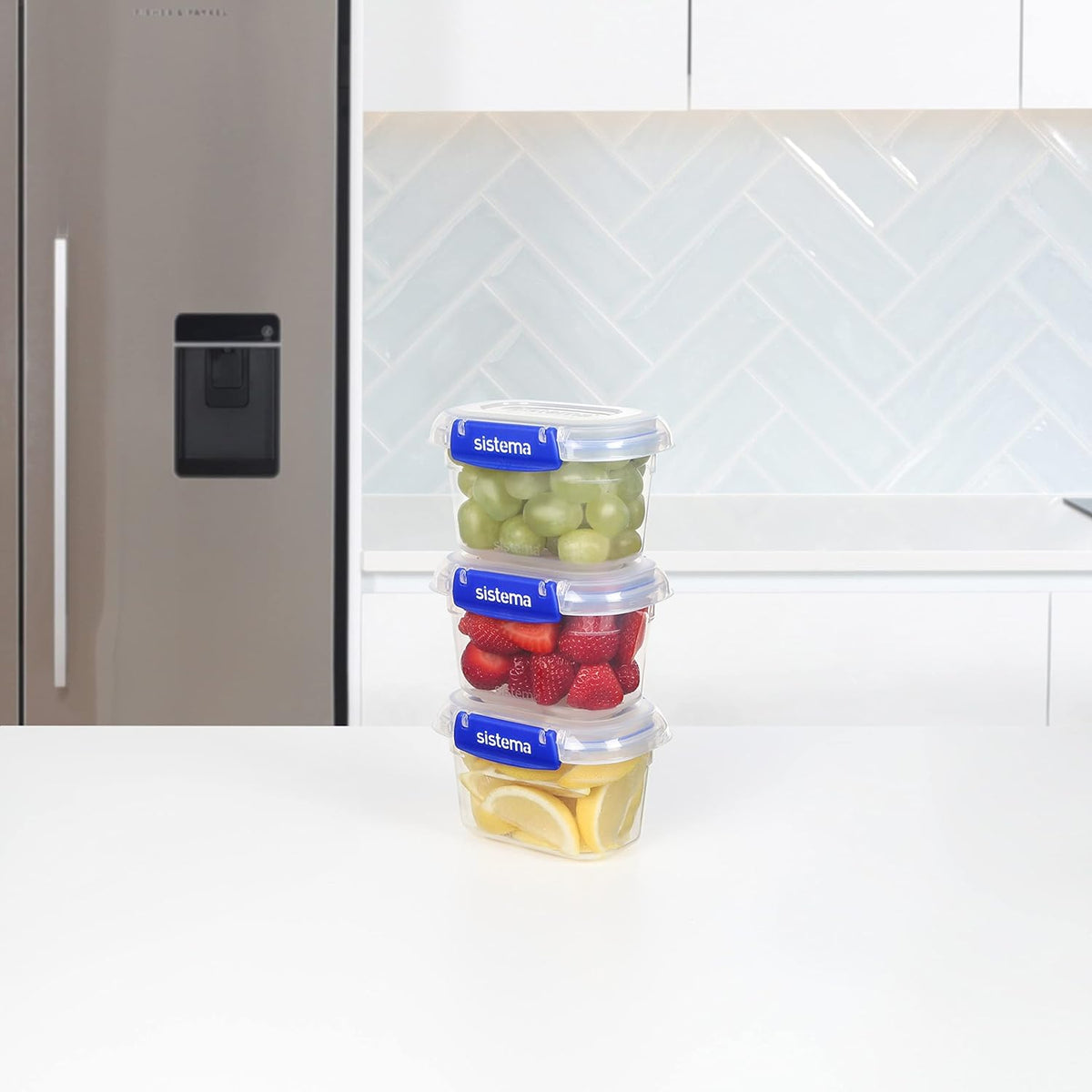 Sistema Klip It Plus Rectangular Food Storage Box Clear 400ml – 13.4oz Pack of 3 881543 | Leak Proof | Phthalate Free | BPA Free