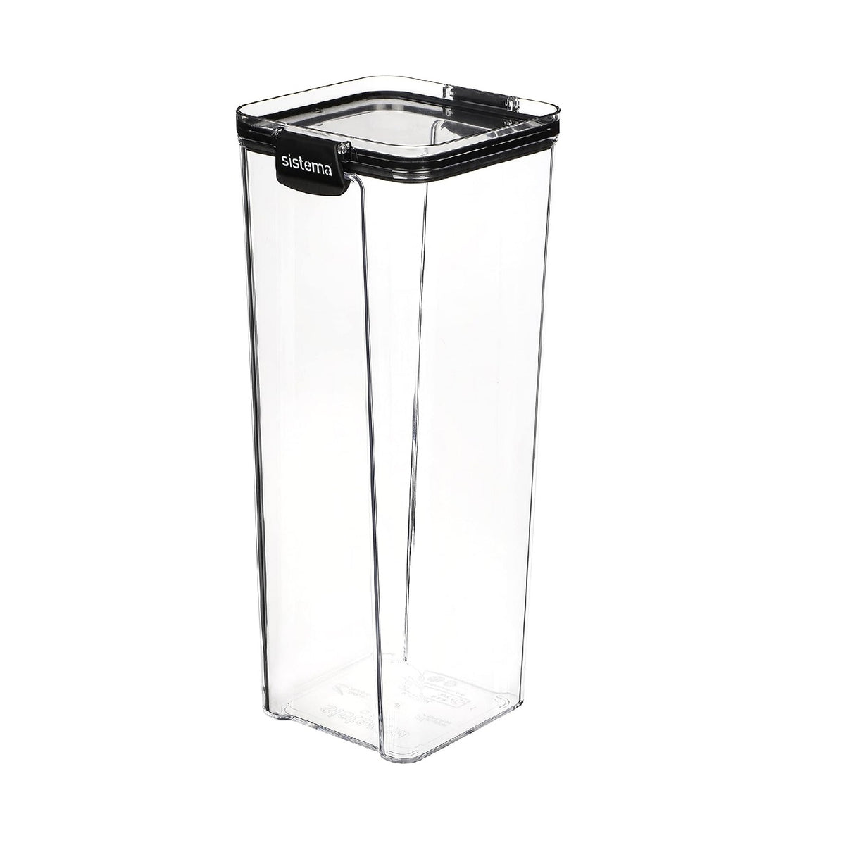 Sistema Tritan Ultra Square Food Storage Container Clear Black 1.9Ltr-64.2oz 5002078| High Quality | Ultra Clear | Glass-Like Clarity | Airtight Seal | Impact Resistant | Dishwasher Safe | Phthalate and BPA Free