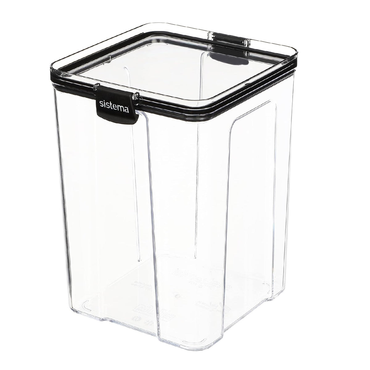 Sistema Tritan Ultra Square Food Storage Container Clear Black 2.75Ltr-92.9oz SI51412 | High Quality | Ultra Clear | Glass-Like Clarity | Airtight Seal | Impact Resistant | Dishwasher Safe | Phthalate and BPA Free