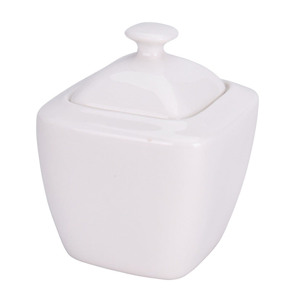 London Durable Porcelain Sugar Bowl with Lid White 053081 | Microwave Safe | Dishwasher Safe