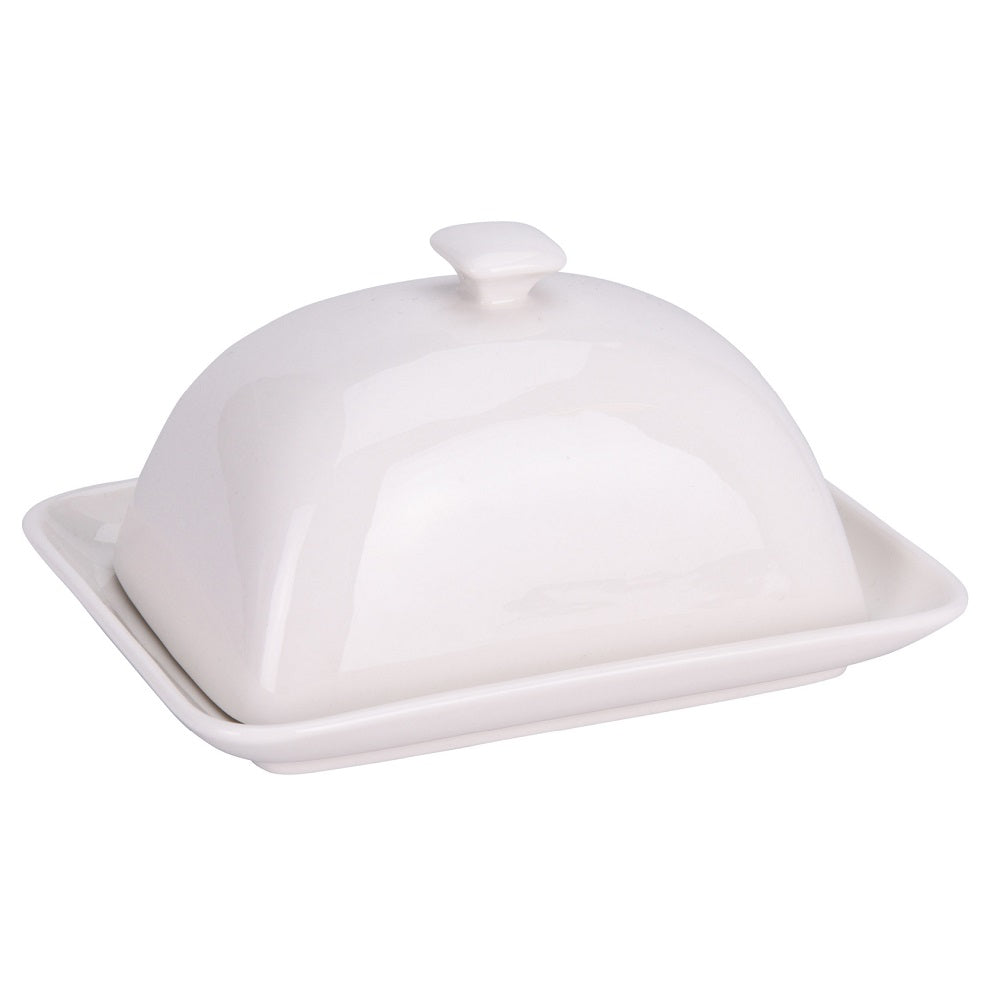 London Durable Porcelain Butter Dish White 032427 | Microwave Safe | Dishwasher Safe