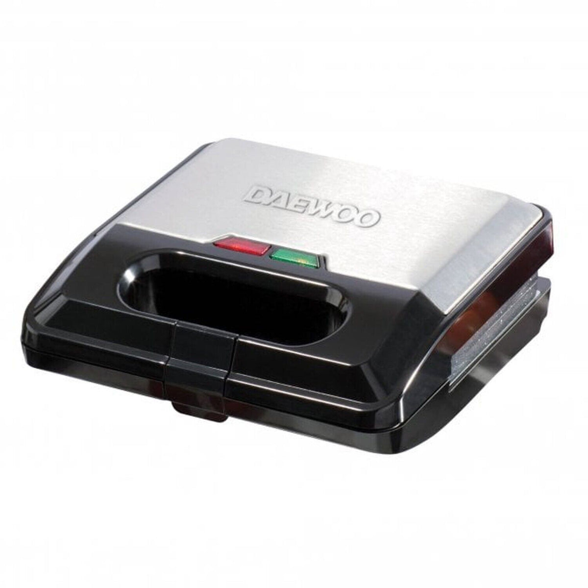Daewoo 3-in-1 750W Snack Maker Black and Silver SDA1562 | Sandwich Waffle and Panini Maker | Interchangeable Plates | Non-Stick | Cool-Touch Housing | Power Lights