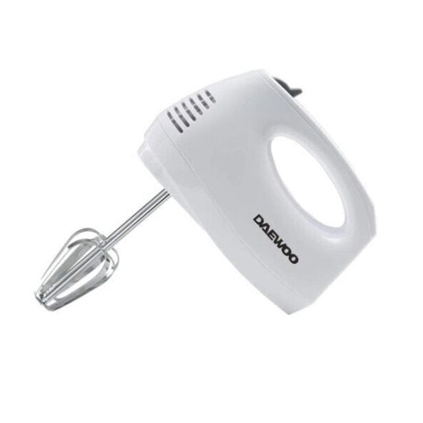 Daewoo 150W Compact Hand Mixer With 5 Speeds and 2 Whisk Attachments White SDA2454 | Compact Design | One Button Eject