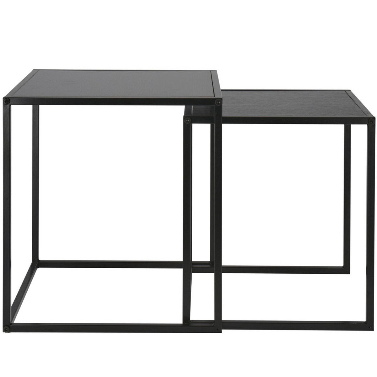 Trends 4 You Metal Side Tables with MDF Top Black 34cm x 37cm x 34m and 30cm x 34cm x 30cm Set of 2 075351