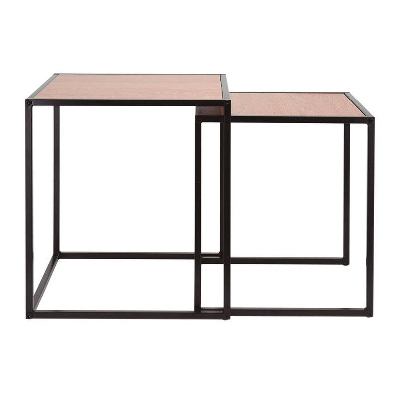 Trends 4 You Metal Side Tables with MDF Top Black 34cm x 37cm x 34m and 30cm x 34cm x 30cm Set of 2 075352