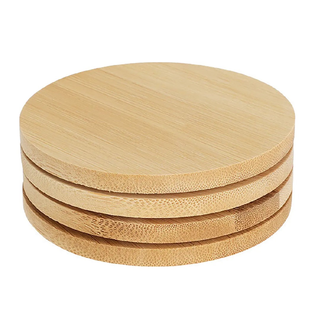 Excellent Houseware Anti Slip Bamboo Coaster Brown 9.7cm Pack of 4 085138