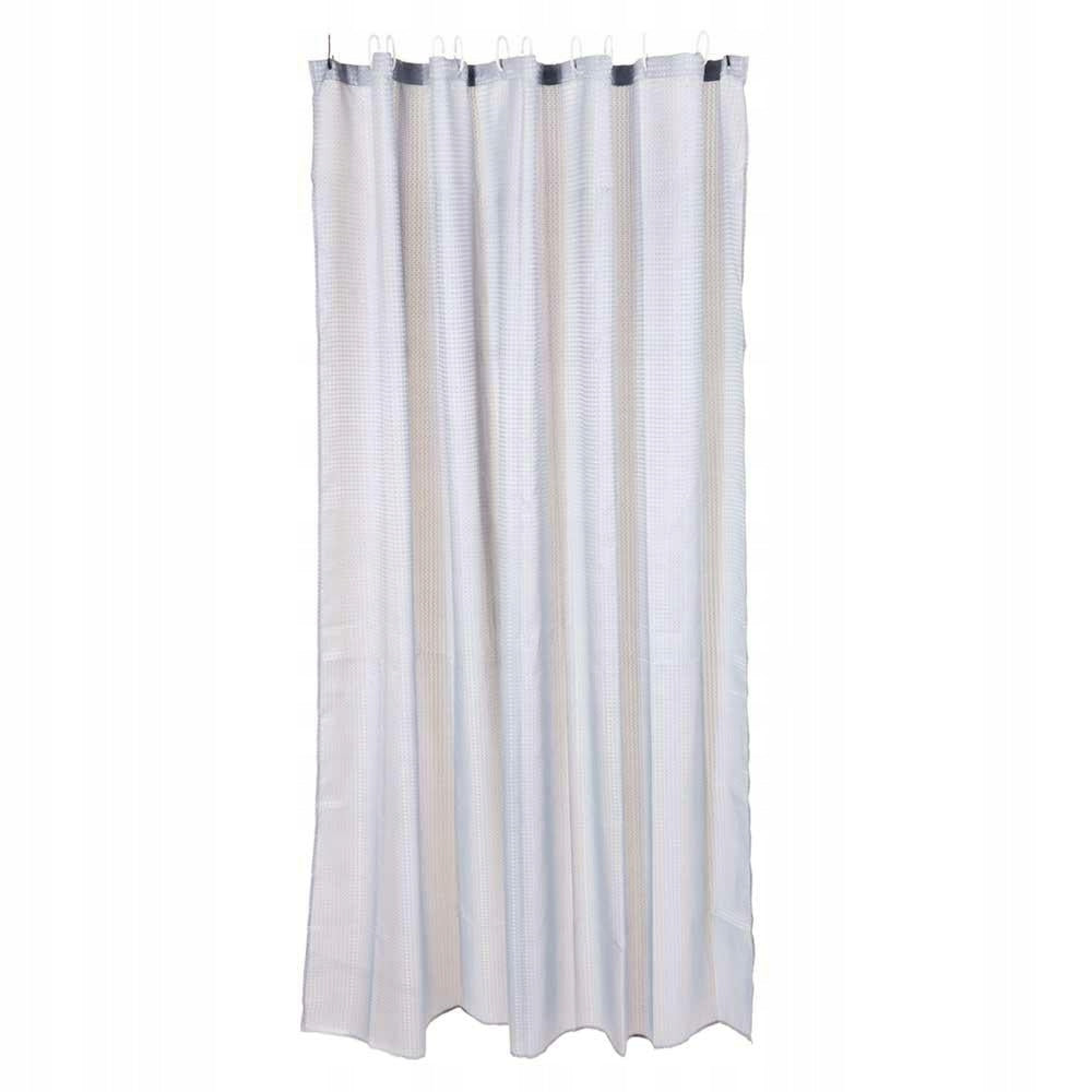 Bathroom Solutions Polyester Shower Curtain White 180cm x 180cm 110325 | 12 Plastic Rings Included