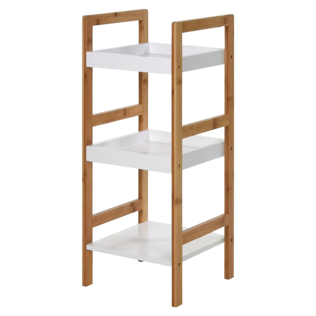 Bathroom Solutions 3 Shelves Bamboo Bathroom Rack White 30cm x 30cm x 72cm 094368