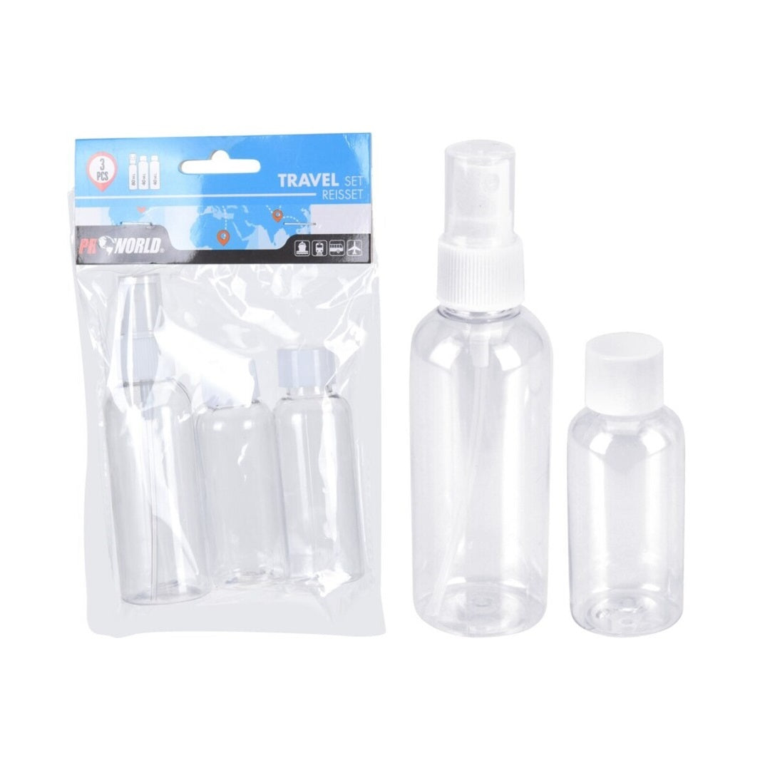 PR World Travel Bootle Set Clear 3-Piece 038891 | 1 x 80ml | 2 x 40ml