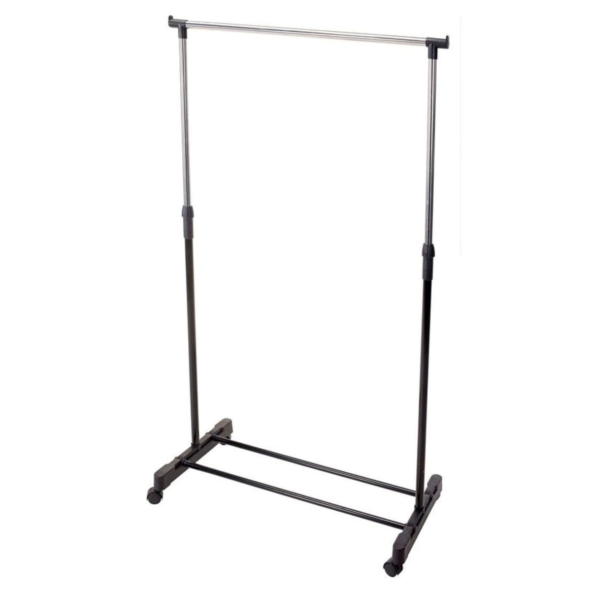 Storage Solutions Single Adjustable Clothing Rack Silver and Black 80cm x 43cm 097937 | Maximum Load 10Kg | Adjustable Height Upto 160cm