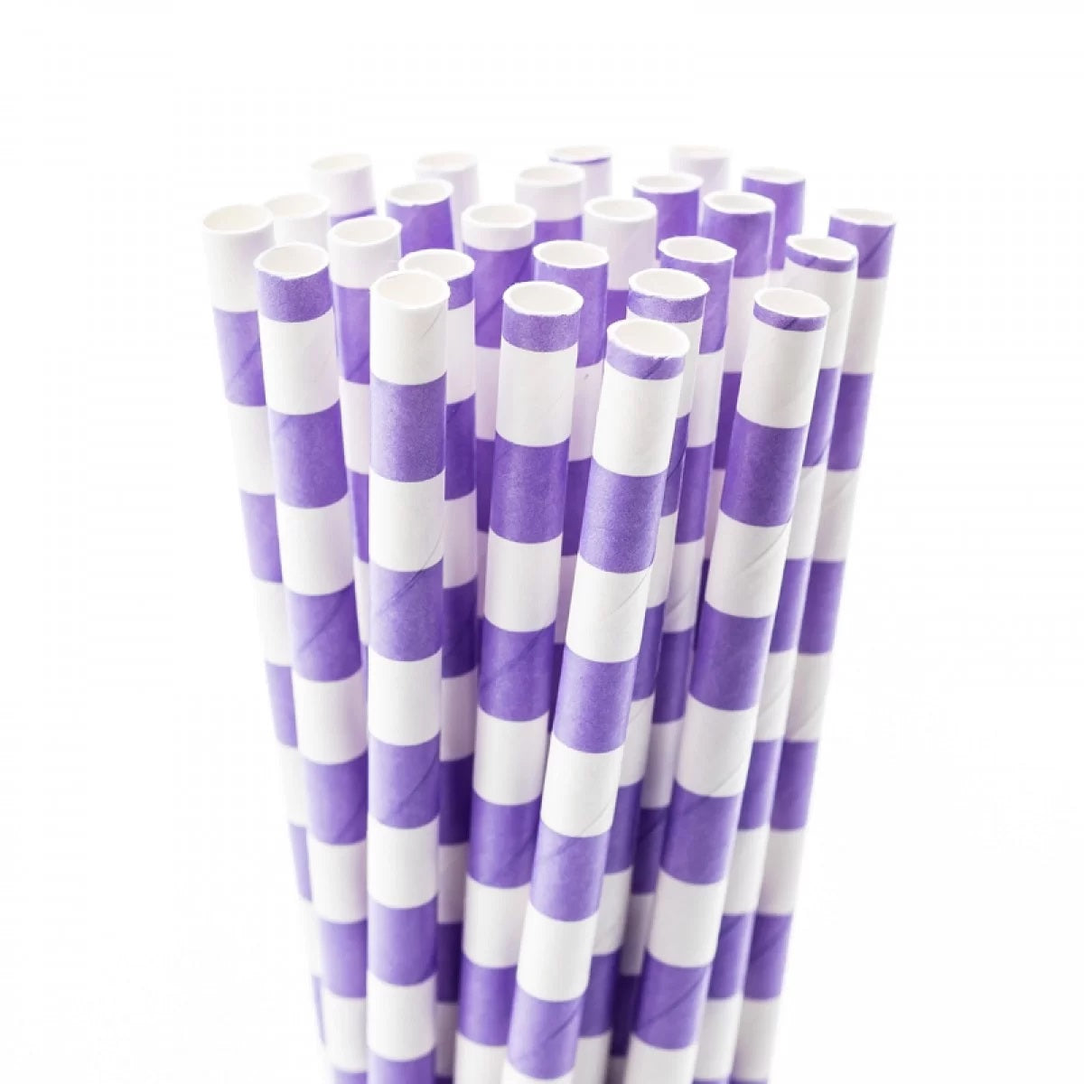 Paper Drinking Straws White and Purple Pack of 100 078190 | Maximum 40 Degree Celsius