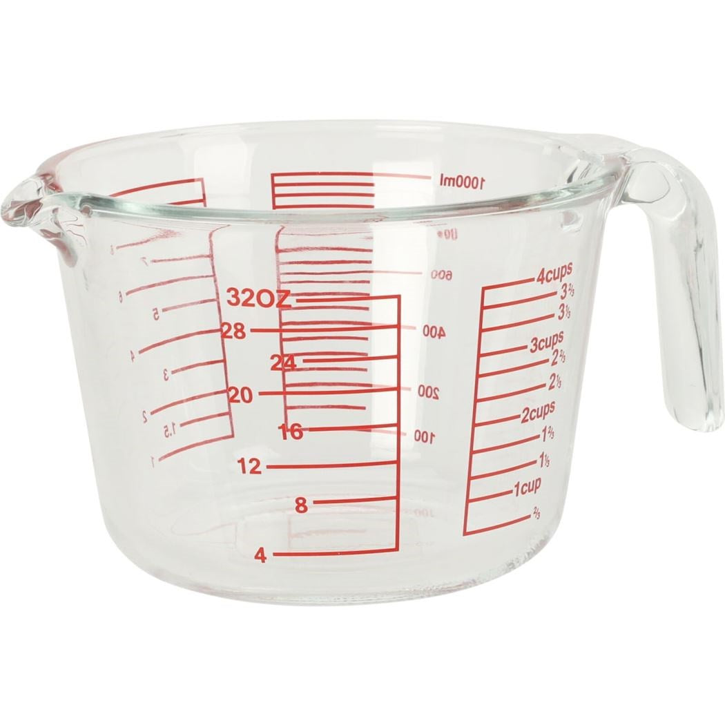 Borosilicate Glass Measuring Jug Clear 1000ml 107091 | Microwave Safe | Dishwasher Safe