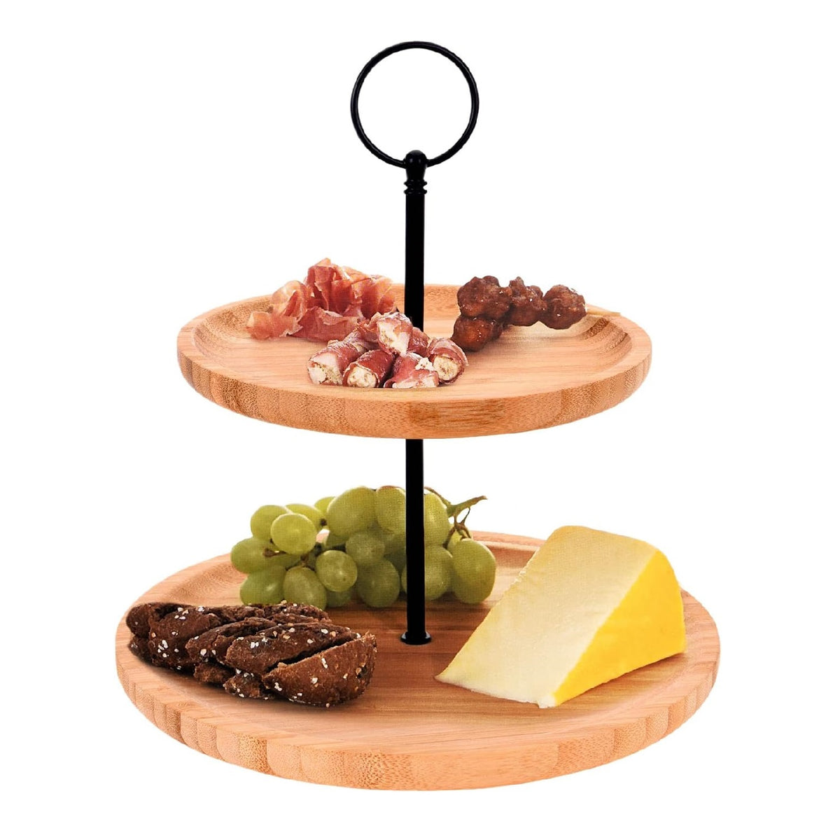 Excellent Houseware 2 Tier Bamboo Food Stand Brown 21,5cm - 16,5cm 097663