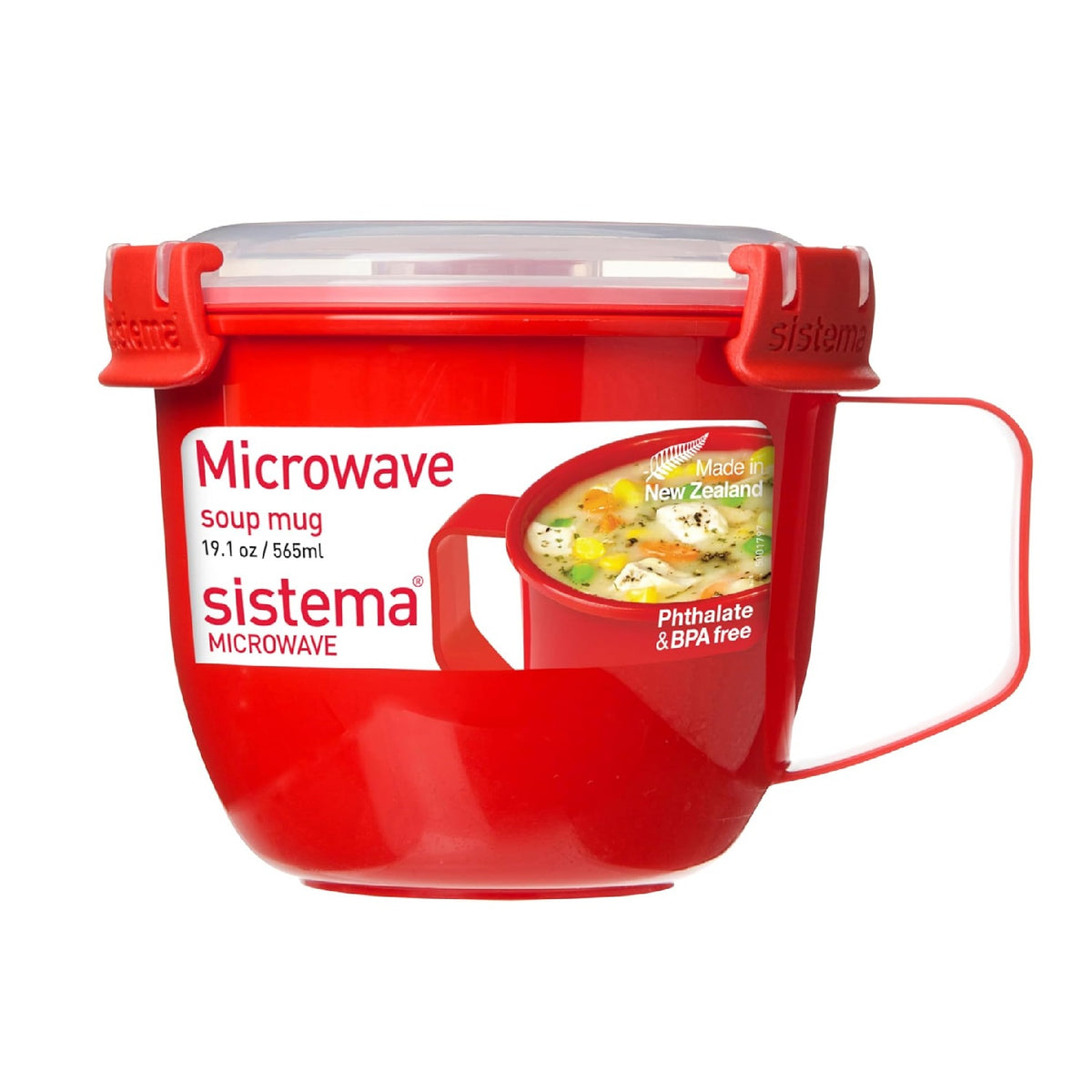 Sistema Microwave Small Soup Mug Red 565ml - 19.1oz L13.41 x W11 x H10.69 1142| Phthalate and BPA free