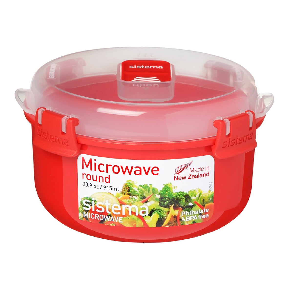 Sistema Microwave Round Container Red 915ml - 30.9oz L15.6 x W9.3 x H15.29 1113| Phthalate and BPA free