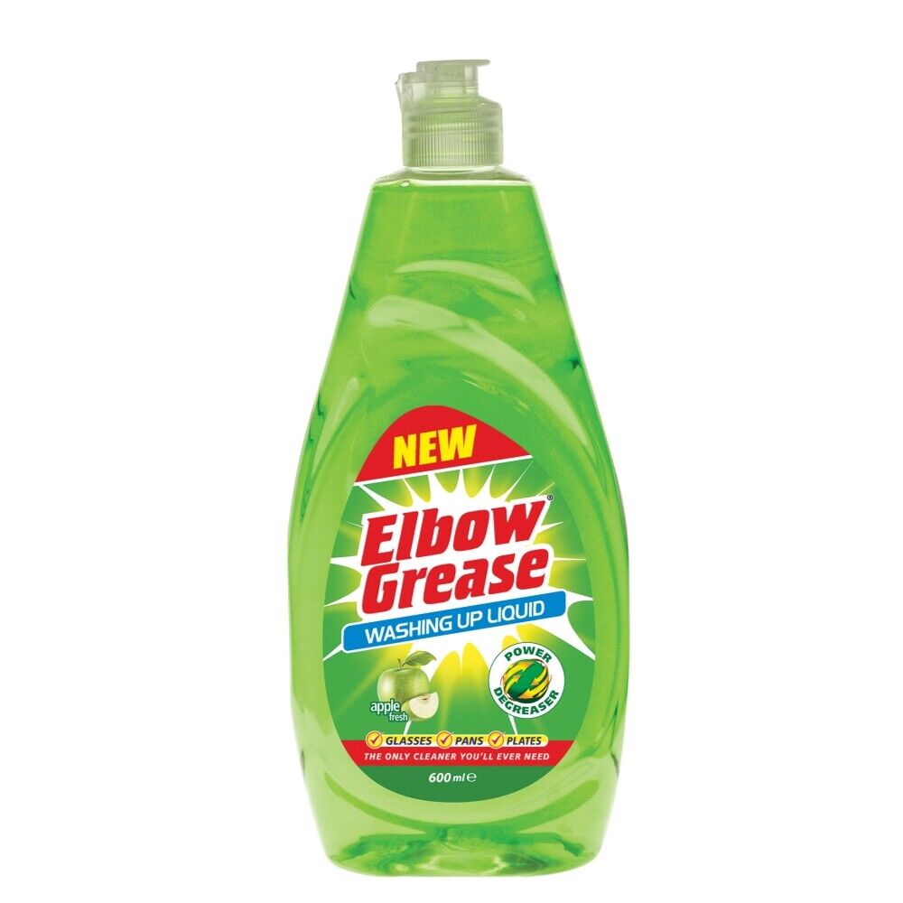 151 Elbow Grease Apple Washing Up Liquid Green 600ml EG84 | Glasses | Pans | Plates | The Only Cleaner You Will Ever Need