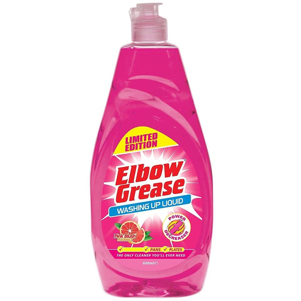 151 Elbow Grease Pink Blush Washing Up Liquid Pink 600ml EG85 | Glasses | Pans | Plates | Power Degreaser