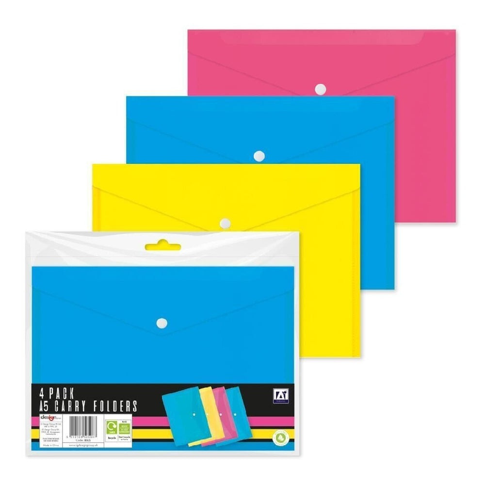 Design Group A5 Carry Folders Assorted Pack of 4 BSLS