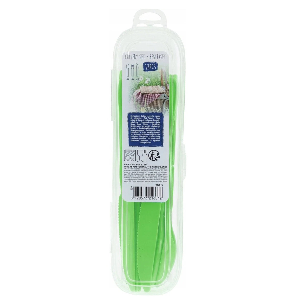Plastic Cutlery Set in PP Box Green 12-Piece 149150 | Lightweight | Easy to Carry