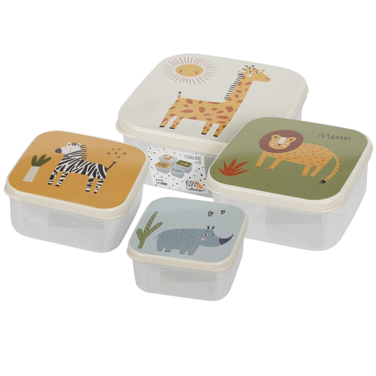 Kids Collection Storage Boxes Set Assorted 4-Piece 084363 | BPA Free | Set Includes- 1x 300ml | 1x 450ml | 1x 650ml | 1x 1000ml