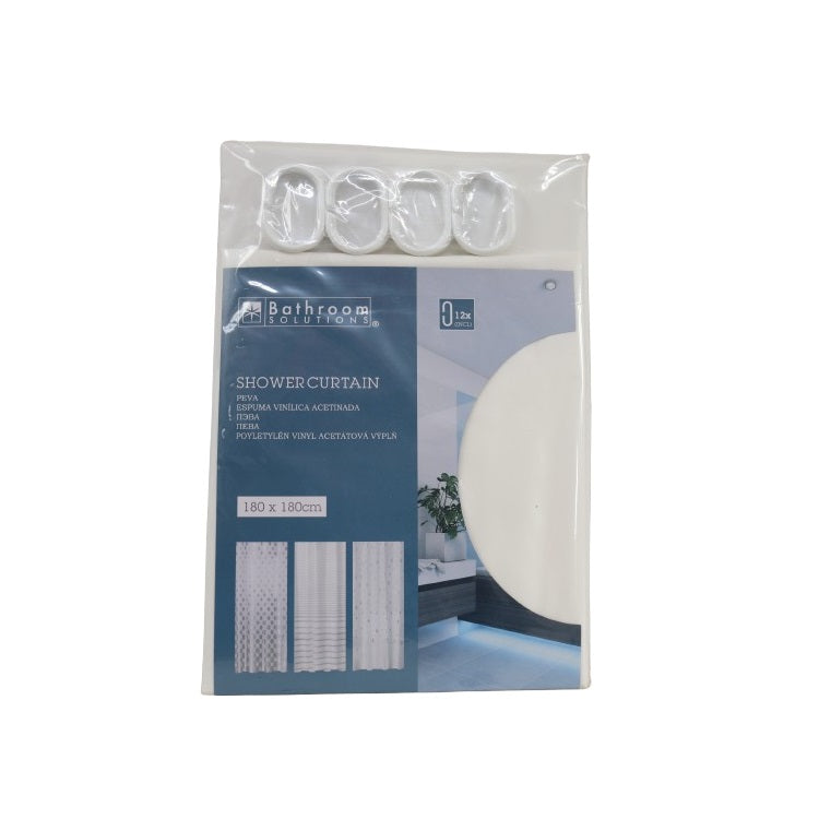 Bathroom Solutions Shower Curtain PEVA White 180cm x 180cm 094495 | Includes 12 Castors
