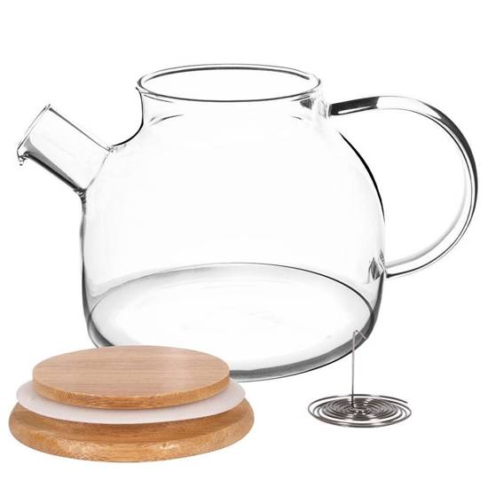 Excellent Houseware Teapot With Bamboo Lid Transparent 1000ml 113103 | Tea Kettle | Environmentally Friendly