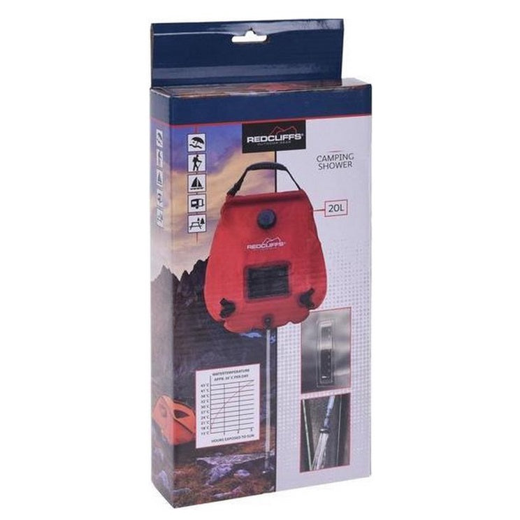 Redcliffs Solar Power Camping Shower Red 20Ltr 130093