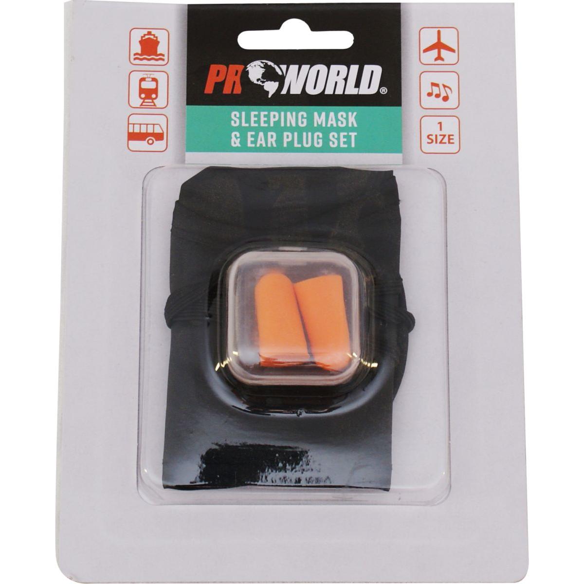 PR World Sleeping Mask and Ear Plug Set Black and Orange 099563
