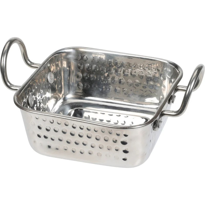 Metal Hammered Dish with Handles Stainless Steel 400ml 17cm x 11cm 090156