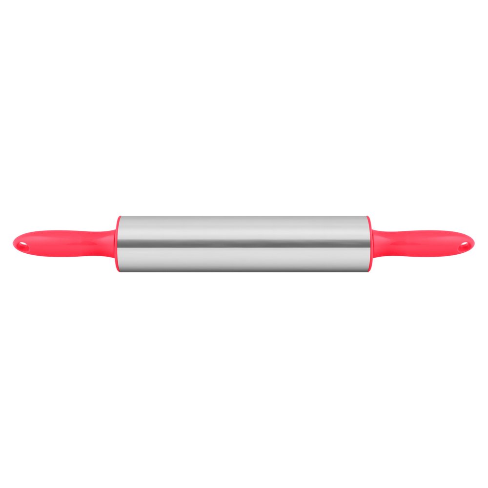 La Cucina Stainless Steel Rolling Pin Pink and Silver 6cm x 44cm 081276