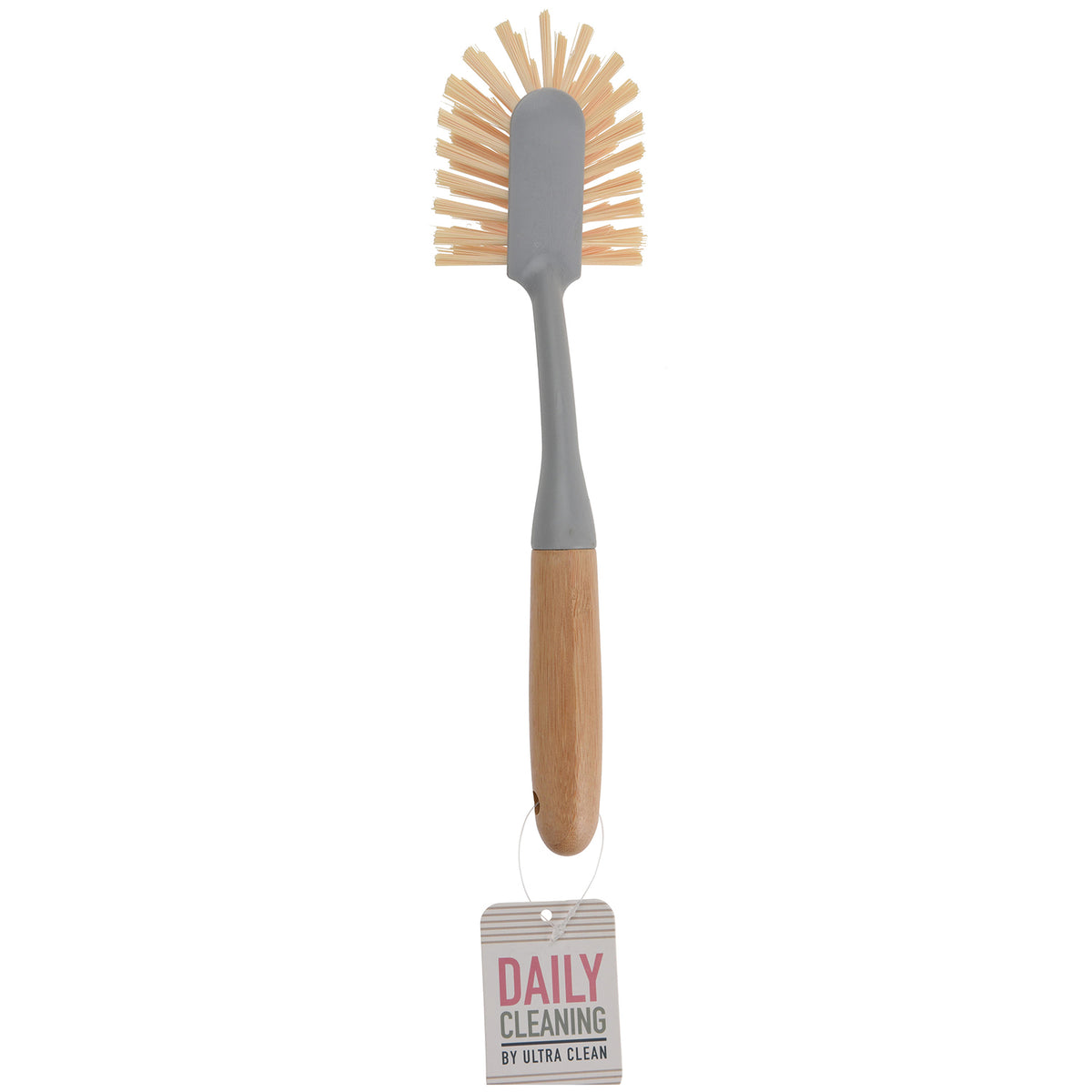 Ultra Clean Dishwash Brush with Bamboo Handle Grey and Yellow 126694