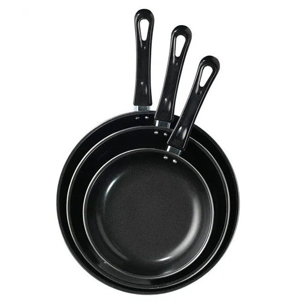 Excellent Houseware Carbon Steel Frying Pan Set Black 20cm - 25cm - 30cm Pack of 3 084957