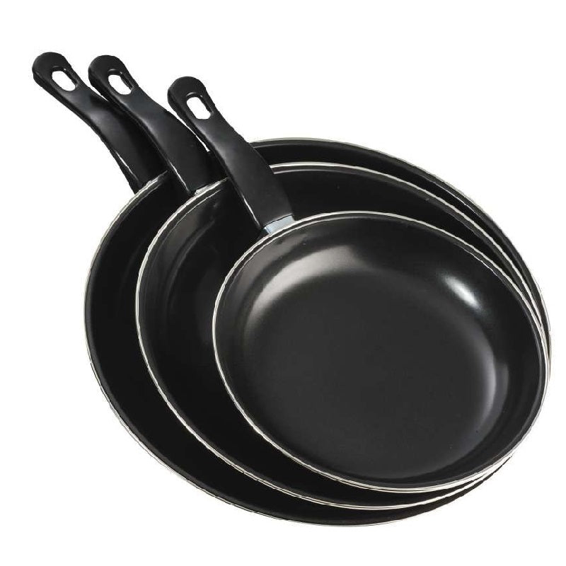 Excellent Houseware Carbon Steel Frying Pan Set Black 20cm - 25cm - 30cm Pack of 3 084957