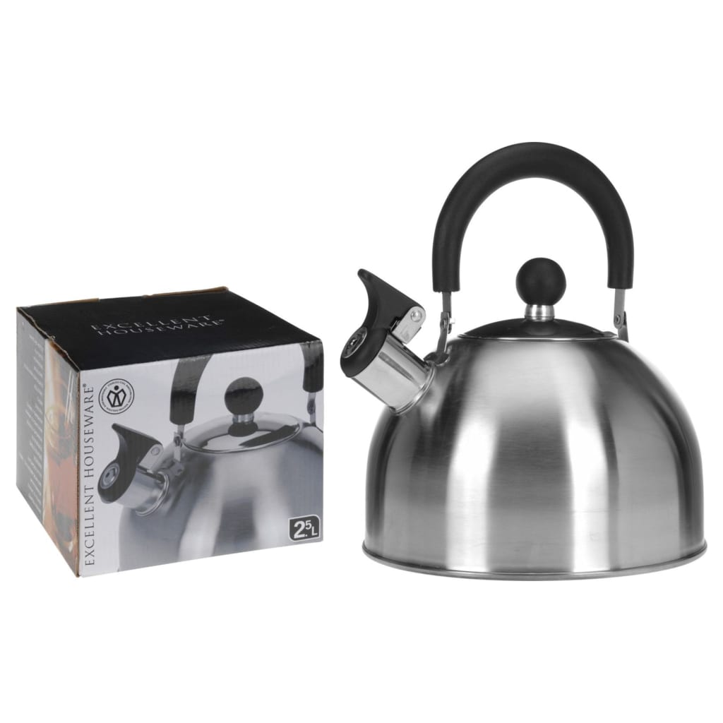 Excellent Houseware Whistling Kettle Stainless Steel 2500ml Diameter - 19cm - Height - 12cm 078435