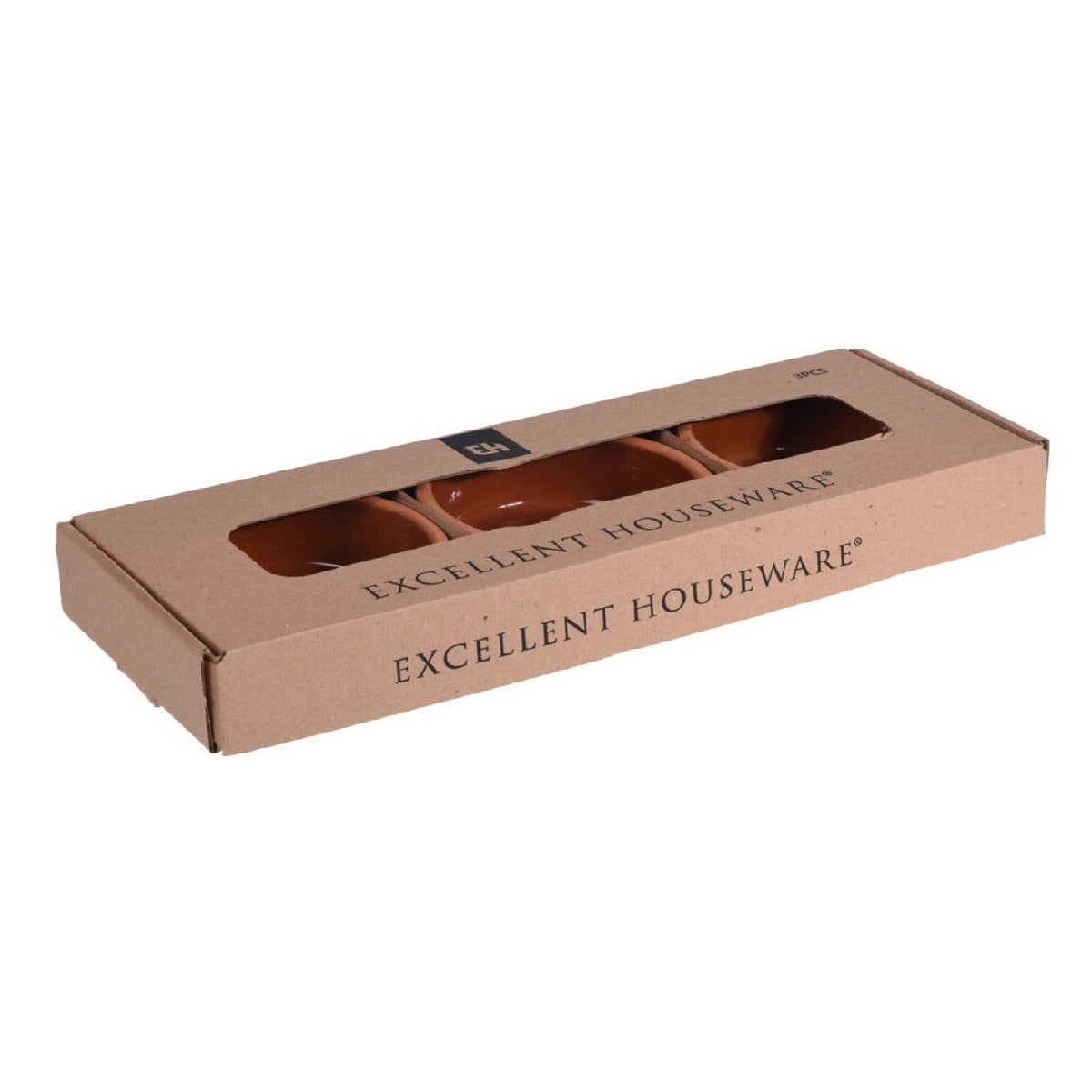 Excellent Houseware Tapas Bowl Brown Pack of 3 049592