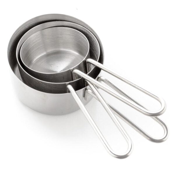 Excellent Houseware Measuring Cup Set Stainless Steel Assorted Sizes 250ml - 125ml - 80ml - 60ml Pack of 4 084309
