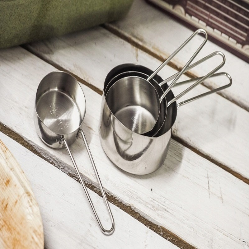 Excellent Houseware Measuring Cup Set Stainless Steel Assorted Sizes 250ml - 125ml - 80ml - 60ml Pack of 4 084309