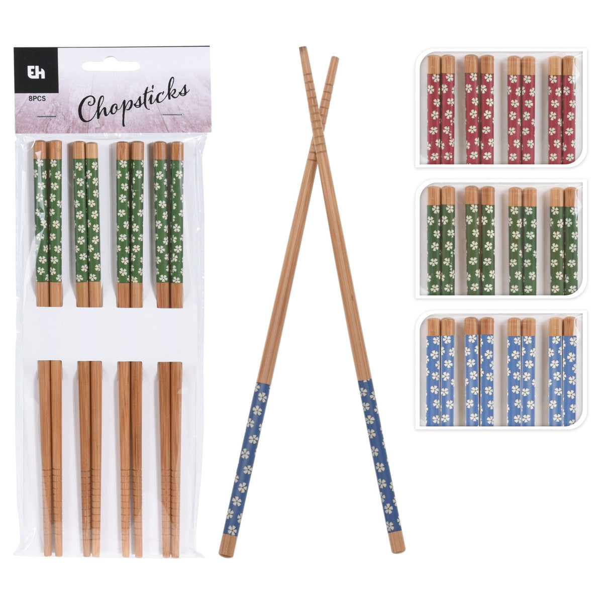 Excellent Houseware Wooden Chopsticks Assorted Pack of 8 112782