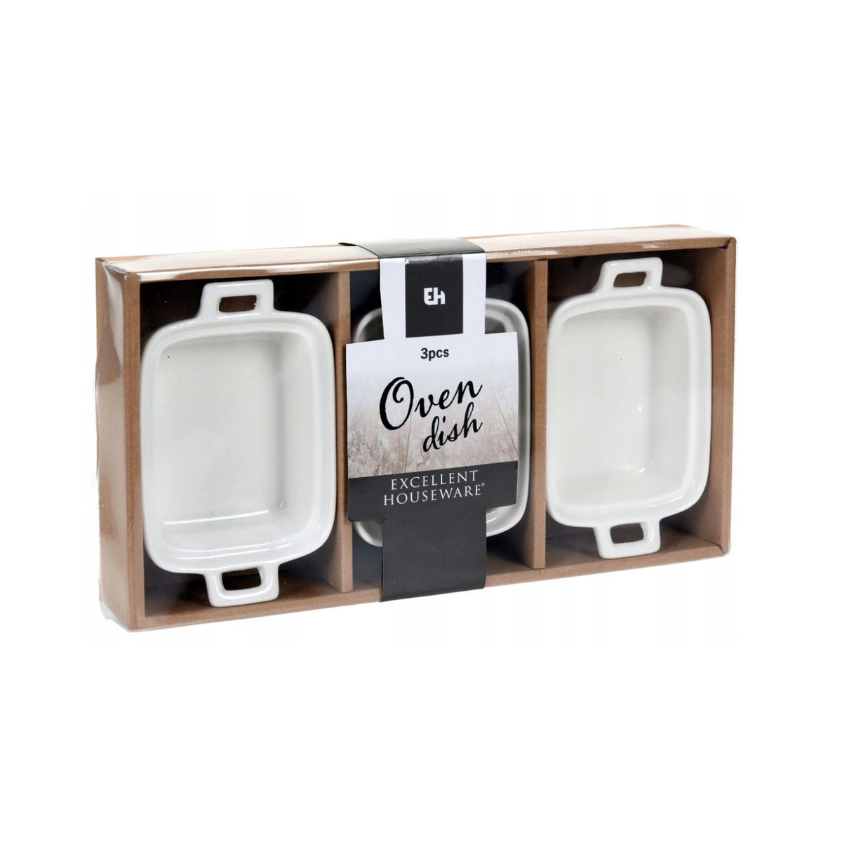 Excellent Houseware Oven Dish White Pack of 3 038230