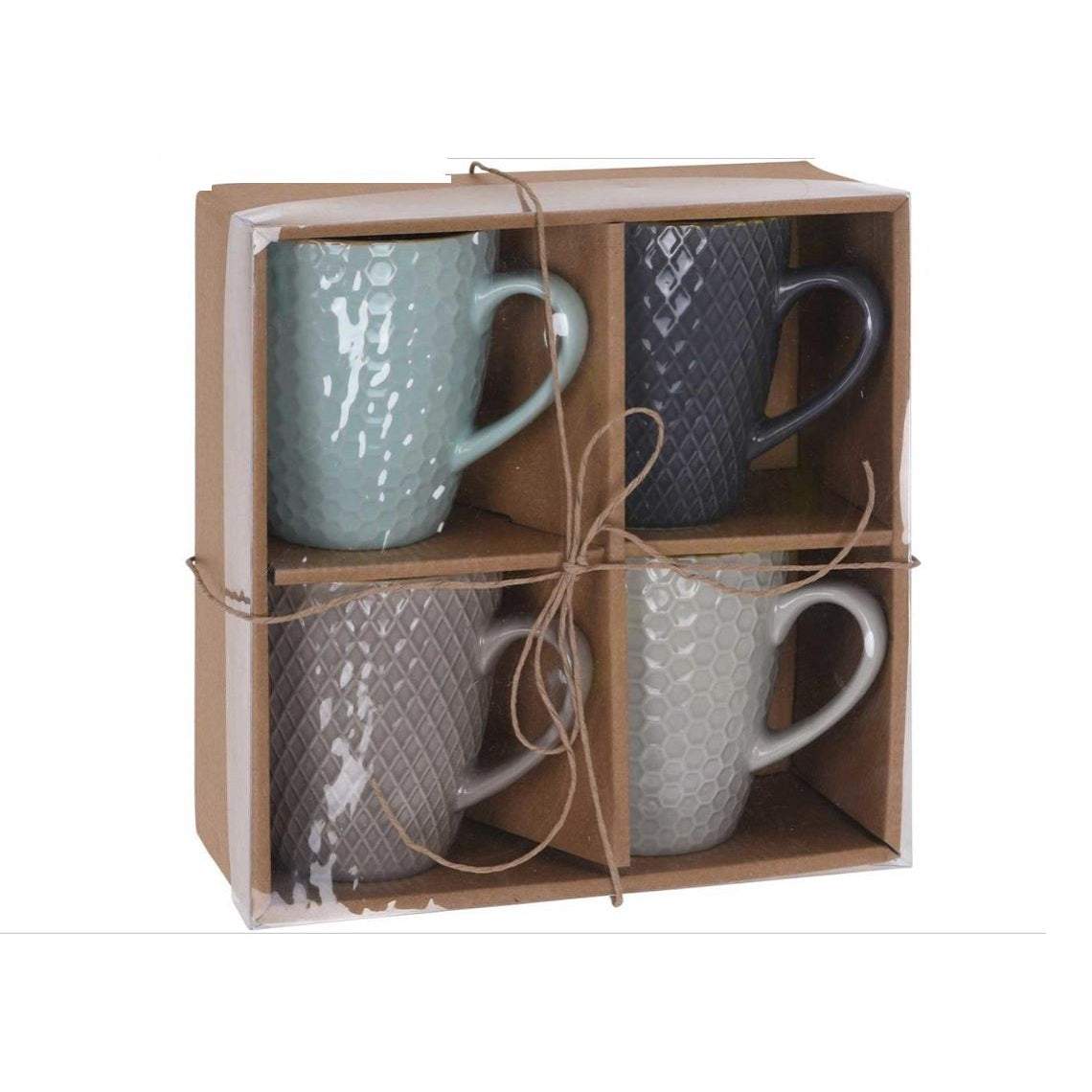Excellent Houseware Stoneware mug Assorted 300ml Pack of 4 078461
