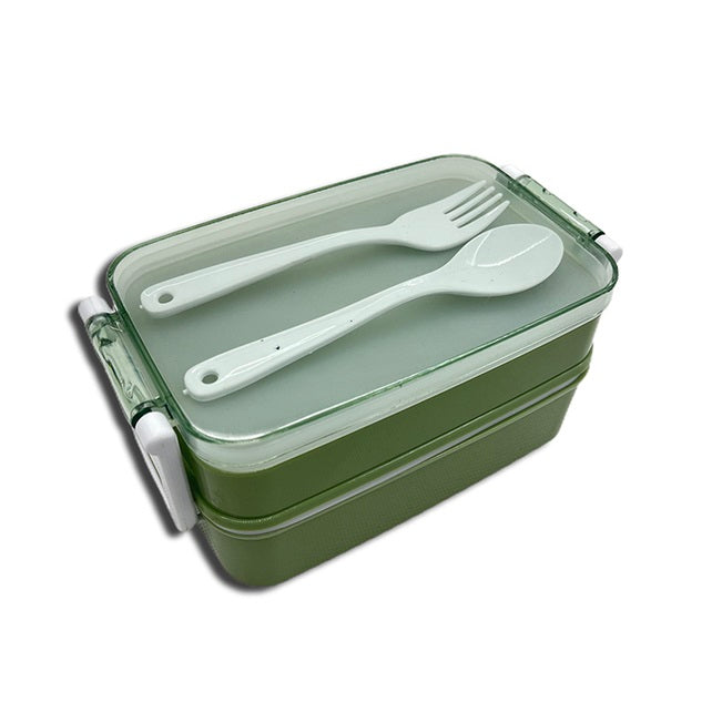 Excellent Houseware Lunch Box with Spoon and Fork Green 125304