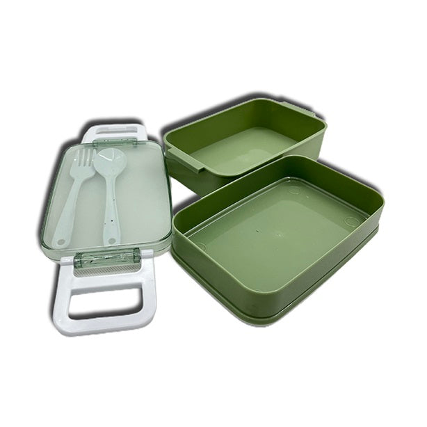 Excellent Houseware Lunch Box with Spoon and Fork Green 125304